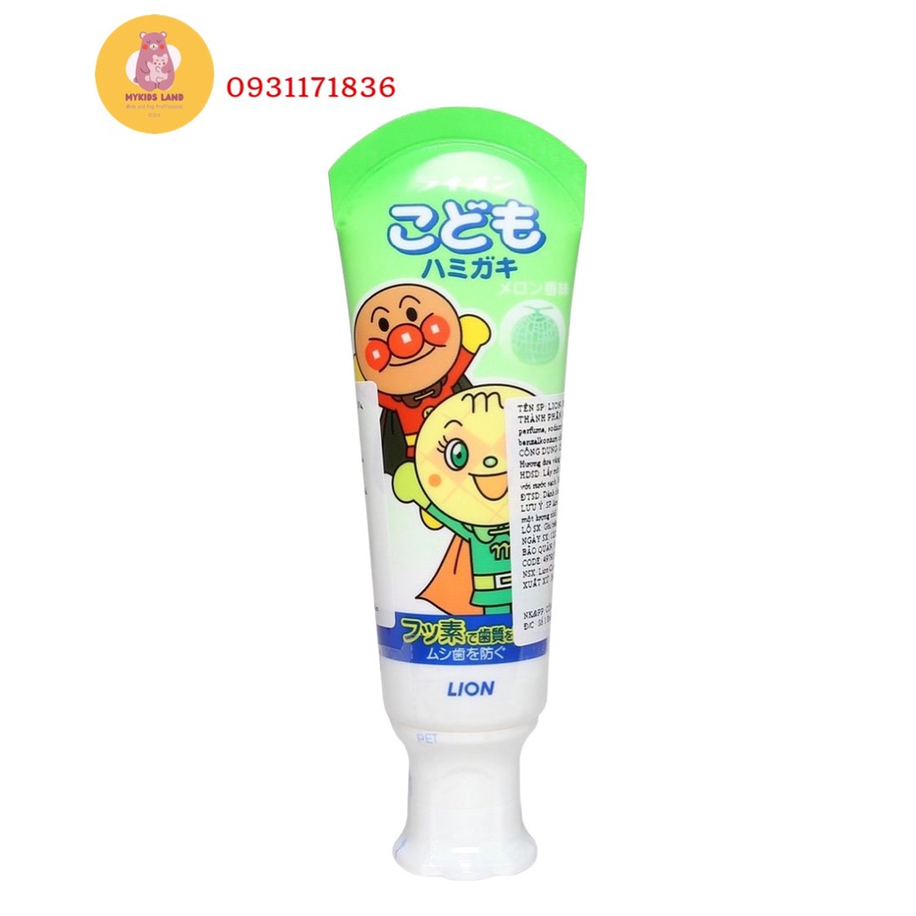 Kem đánh răng lion nhật bản cho trẻ em từ 1 tuổi hương dâu / dưa gang 40g
