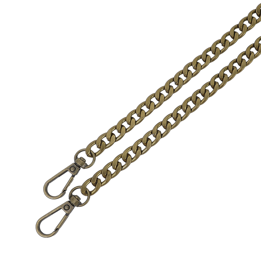 120cm Bag Strap Chain Replacement Shoulder Cross Bag Strap Extended Metal Flat Chain Strap with Buckles DIY Bag Accessories
