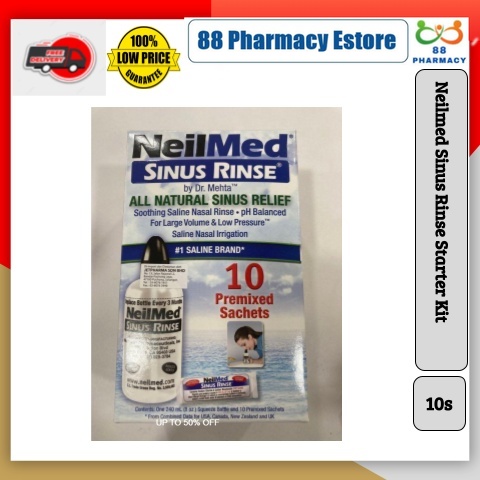 NeilMed Sinus Rinse Starter Kit With Bottle + 10 Premixed Sachets