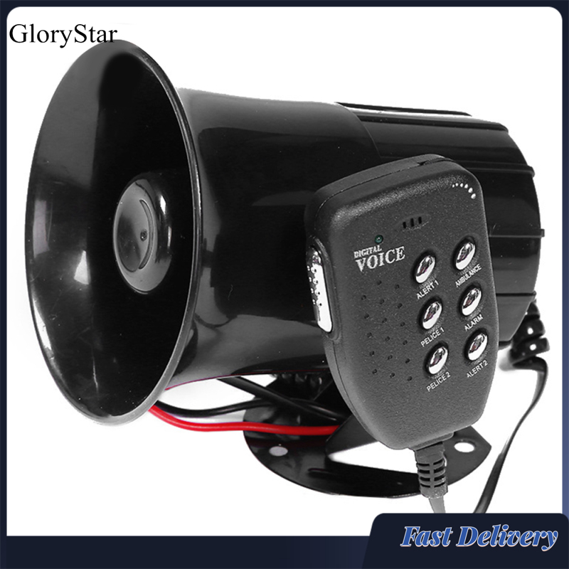 GloryStar Motorcycle Car Auto Loud Air Horn 6-Tones Siren Sound