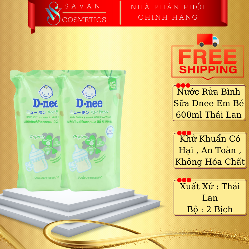 Combo 2 Túi nước rửa bình sữa Dnee 600ml Thái Lan