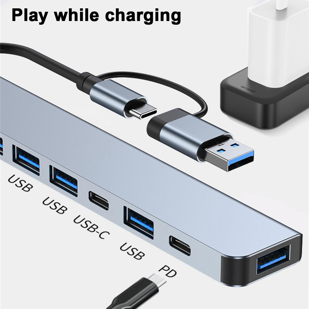 【Popular Categories】 7-in-2 USB 3.0 Hubs USB HUB Type C HUB OTG Adapter Multi USB Splitter USB Dock Station Type C 3.1 to USB 3.0 For PC.