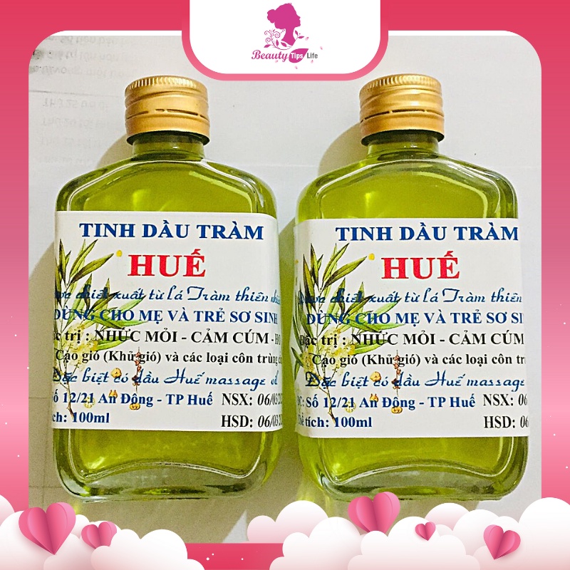 Tinh dầu tràm huế nguyên chất 100ml - chai dẹp đủ 100ml