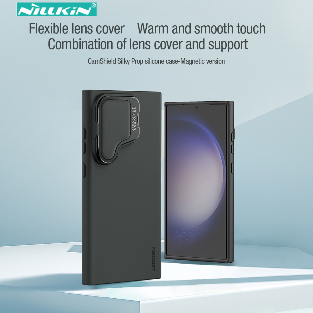 Nillkin Magnetic Liquid Silicone Camera Protection Stand Case for Samsung Galaxy S24 Ultra Shockproof Fingerprint