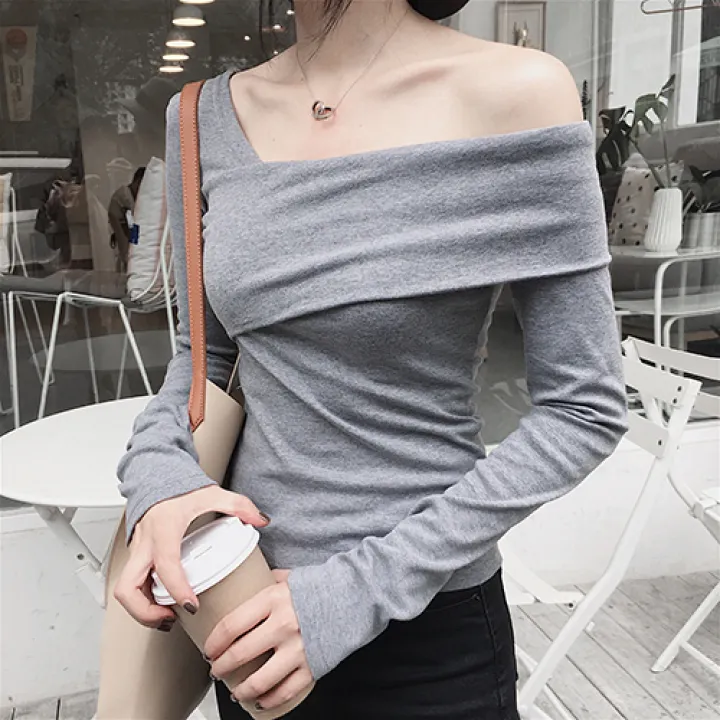 women's long sleeve off the shoulder top