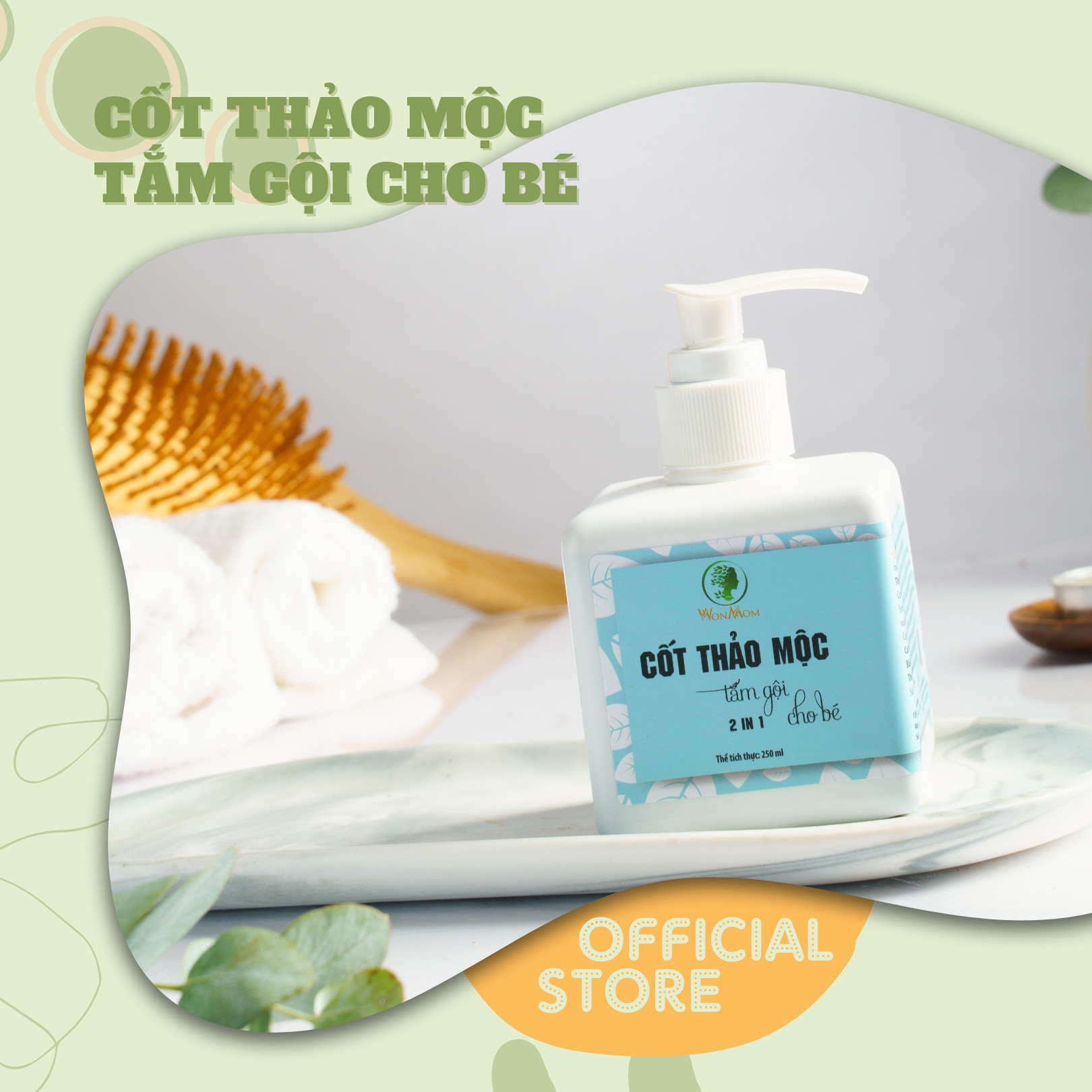 Cốt thảo mộc tắm gội cho bé Wonmom 2in1 250ml