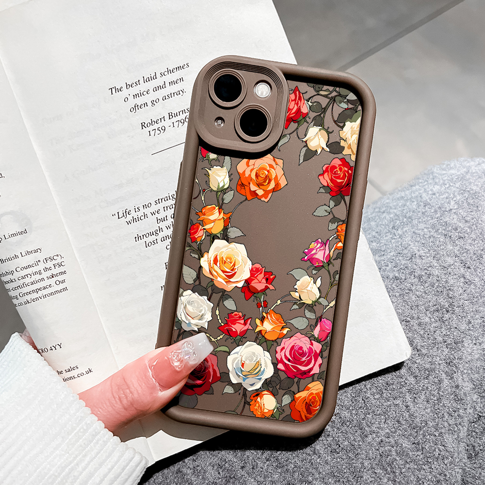 Hontinga for Vivo Y28 4G Back Cover Colorful Rose Pattern Case Ladder Soft Rubber Mobile Phone Cover.