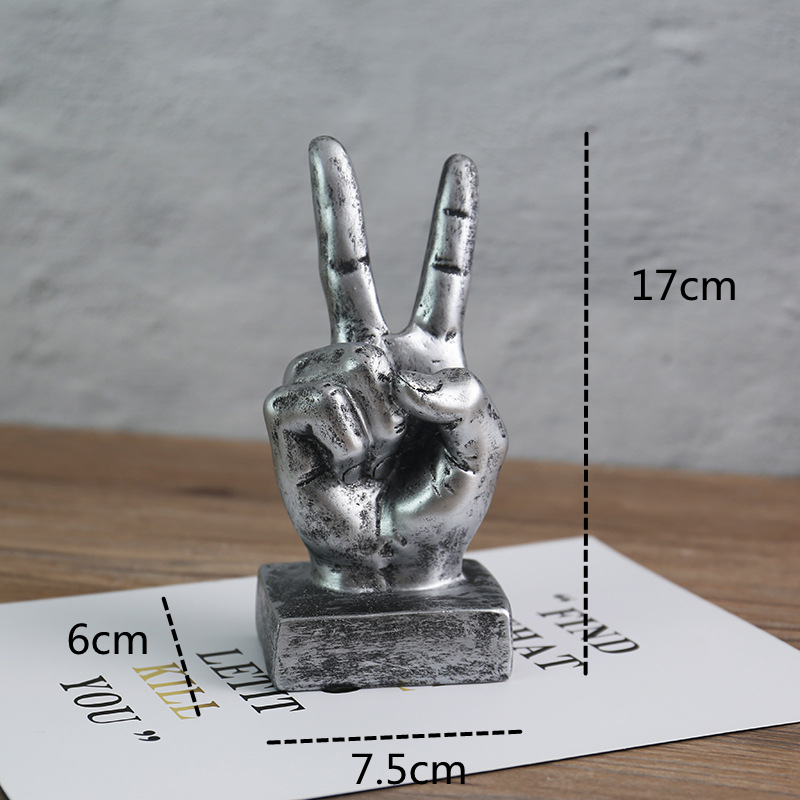 Livingmall 17cm Resin Gesture Finger Model Figurines Bedroom Decoration