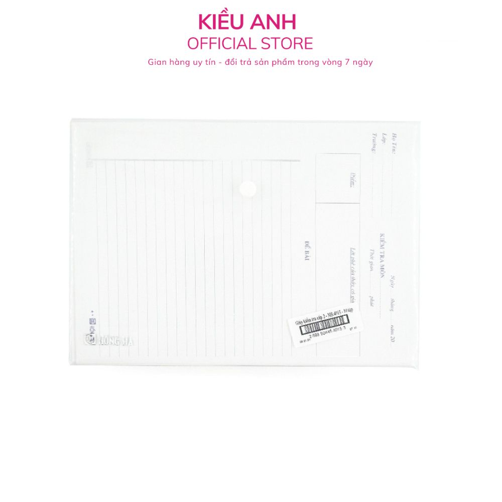 Giấy kiểm tra cấp 2 hh - 7 tờ đôi/tập