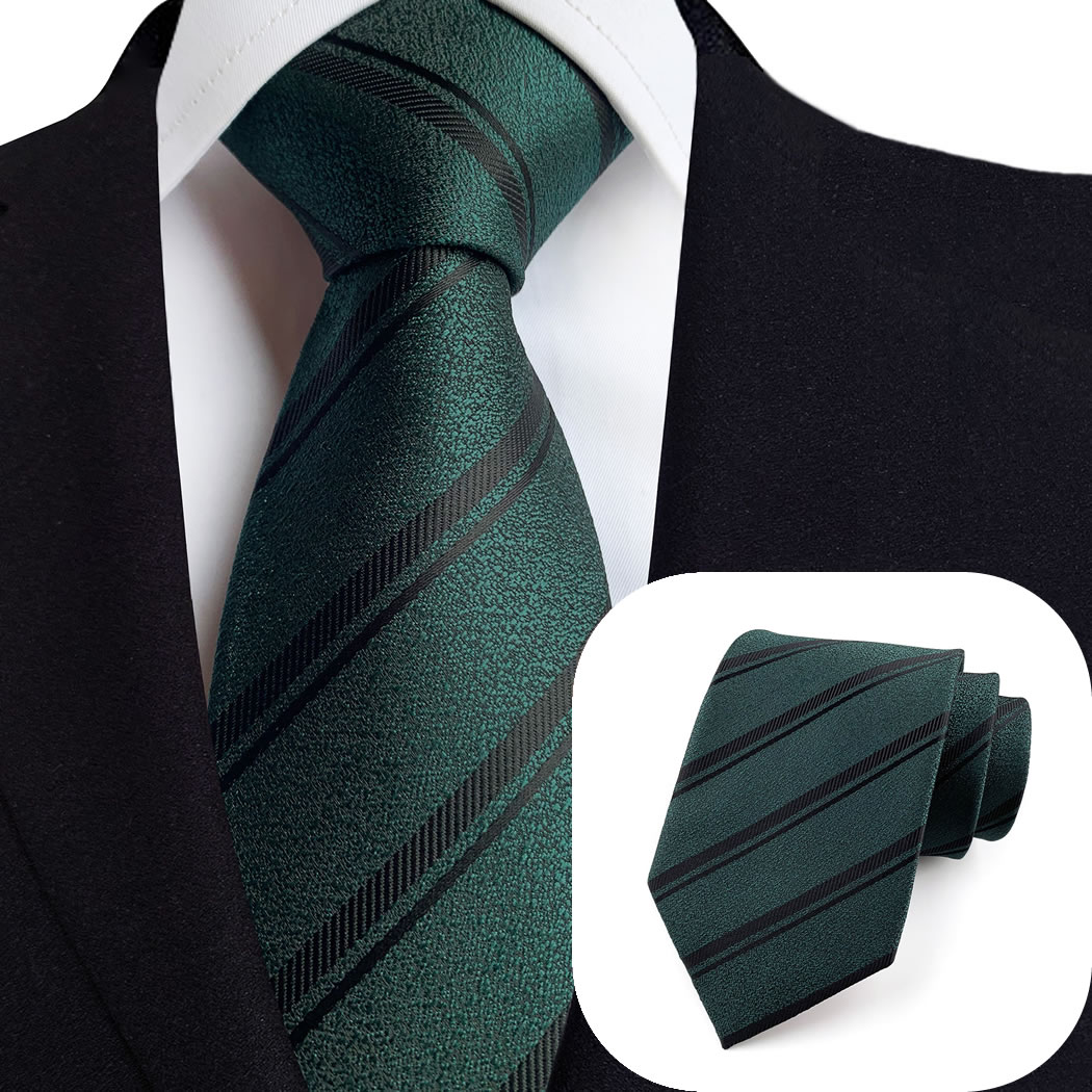 Green Tie For Men Formal Business Striped Accessories Husband Boyfriend Gift For Wedding Party Festival Fashion Necktie