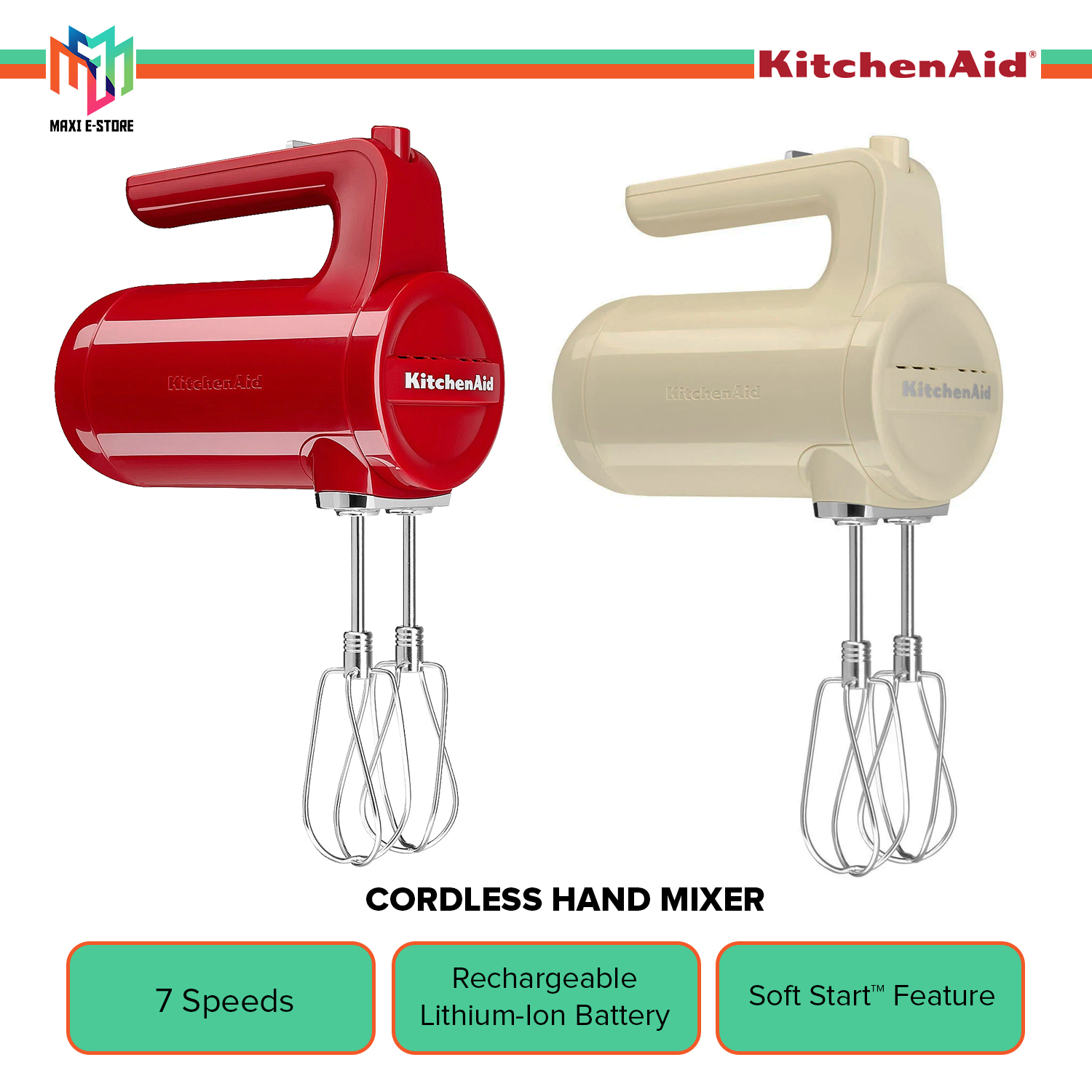 kitchenaid 7 speed hand mixer empire red