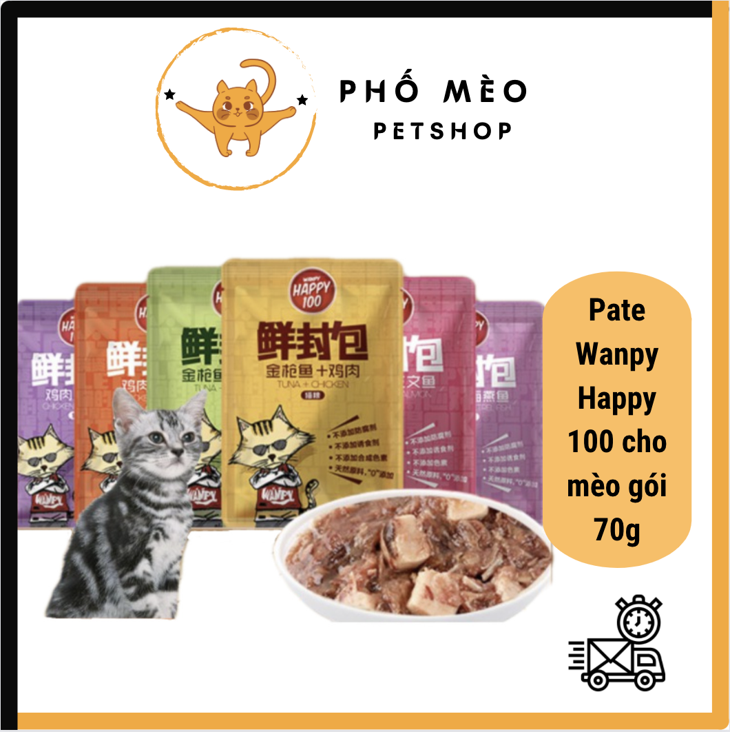 🐱[Ngon bổ rẻ]🐱 Pate Wanpy Happy 100 cho mèo gói 70g ⭐