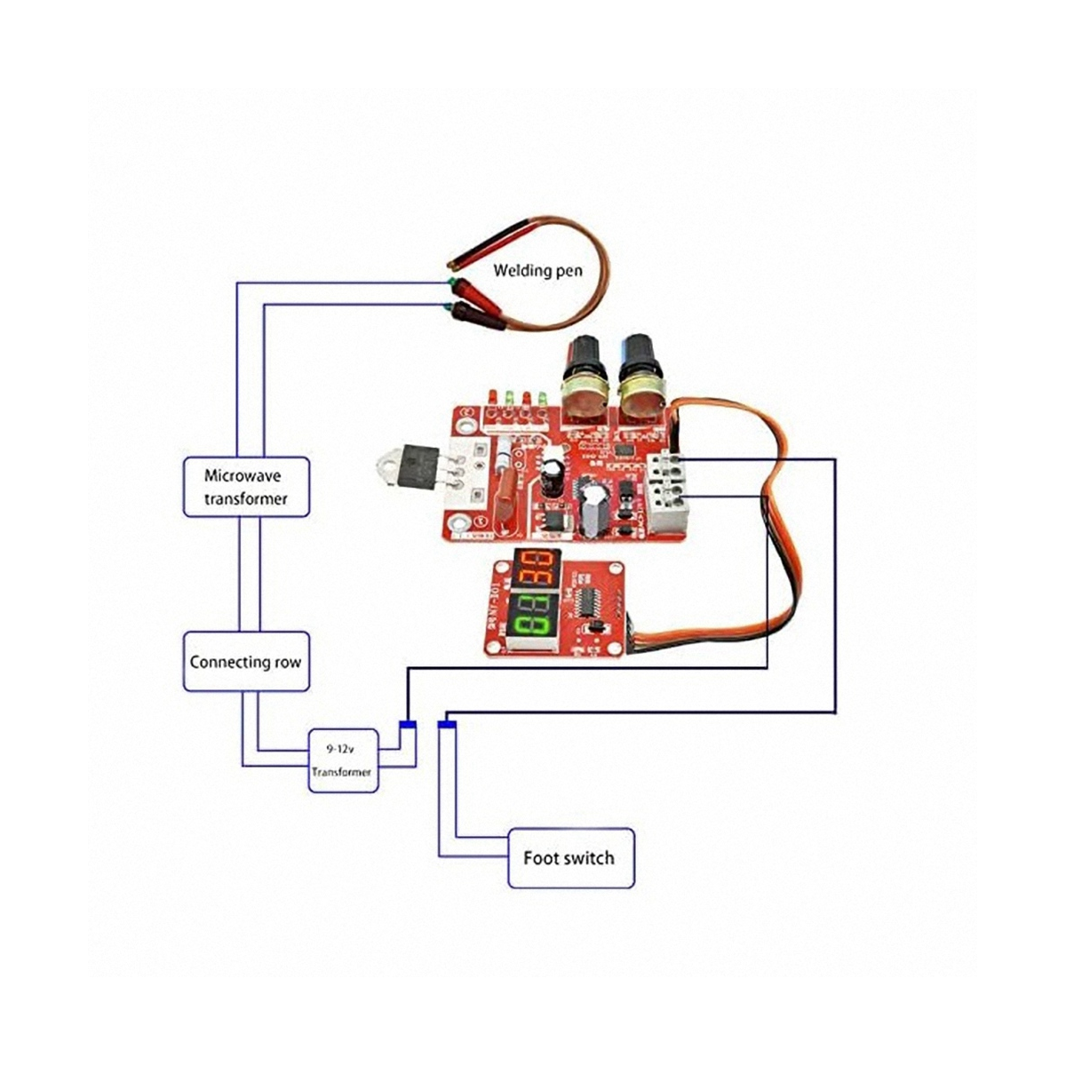 NY-D01 Spot Welding Machine Control Board DIY Control Board Regulating Time and Current Digital Display DIY Control Board (40A)