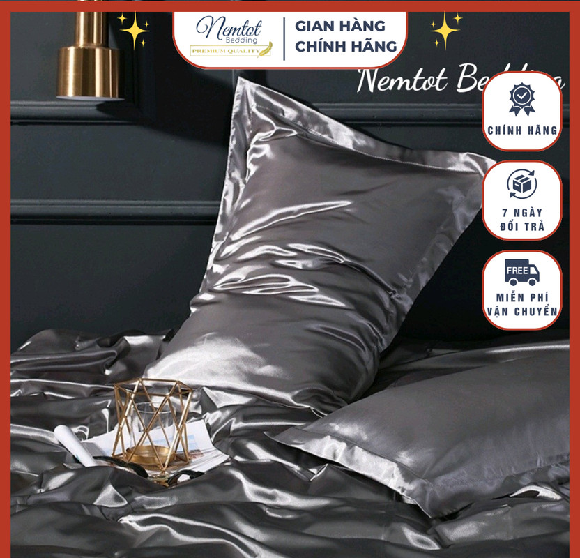 🚩GIÁ TỐT🚩 Vỏ Gối Nằm, Ôm Phi Lụa Cao Cấp Mềm Mượt, Vỏ Gối Ôm Khóa Kéo Hàng May Đẹp _ Nemtot Bedding