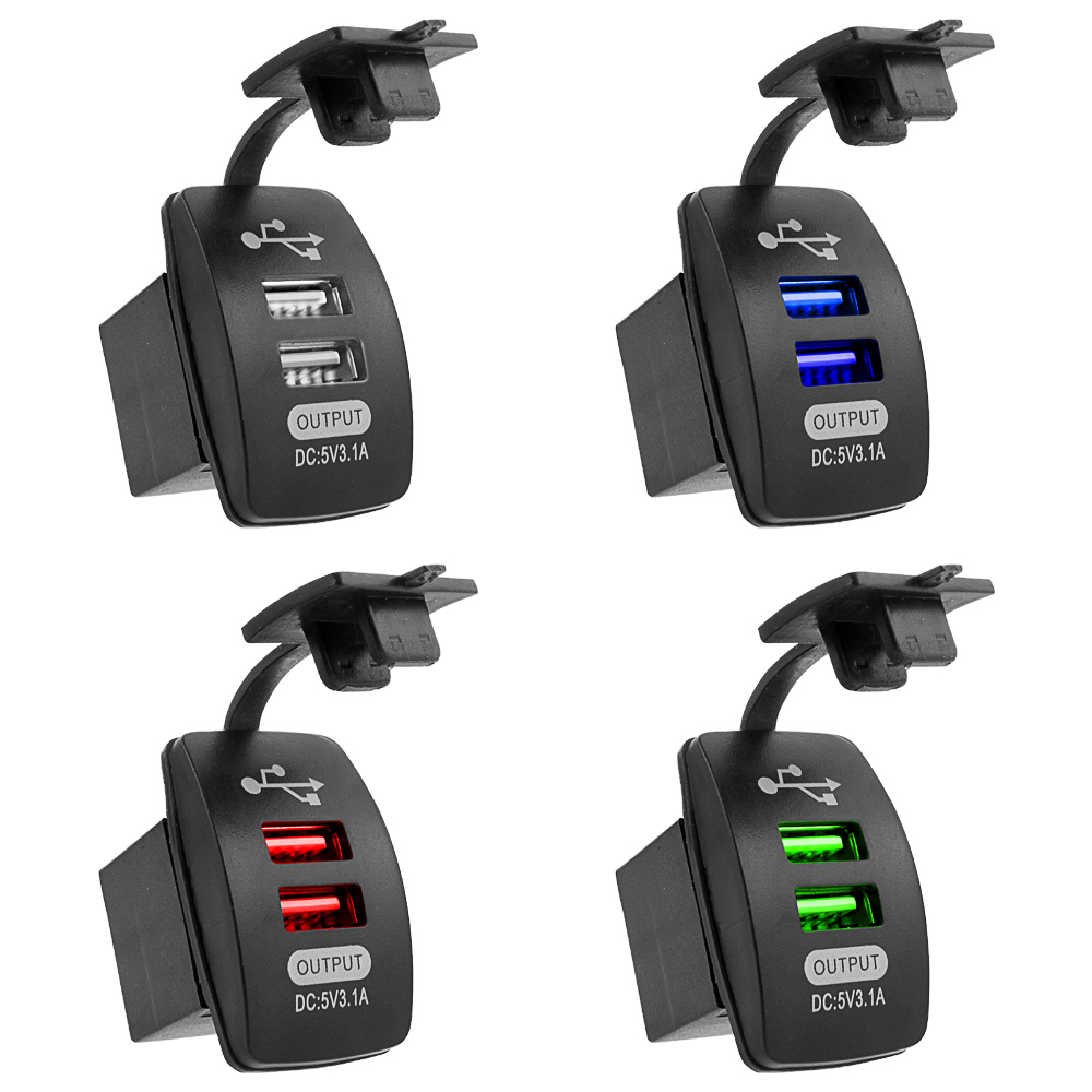 【Free shipping】 USB Socket Car Charger Waterproof USB Car Socket 12V-24V 5V 3.1A Phone Charging for 12V 24V Motorcycle Boat Marine Truck ATV