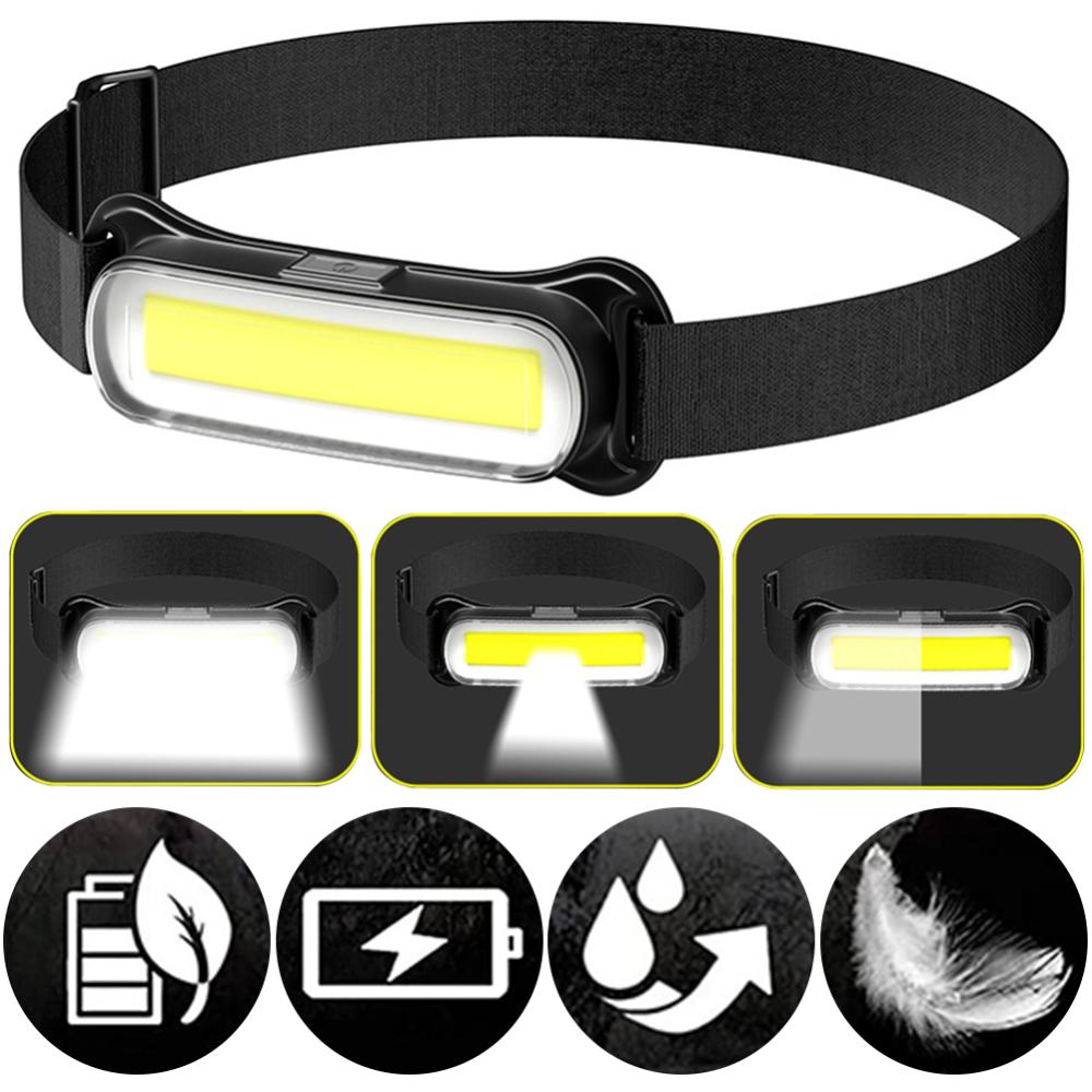 Homempire Rechargeable LED Headlamp 3 Modes Headlight Waterproof Head Light Adjustable Headband for Outdoor Camping Fishing Hiking