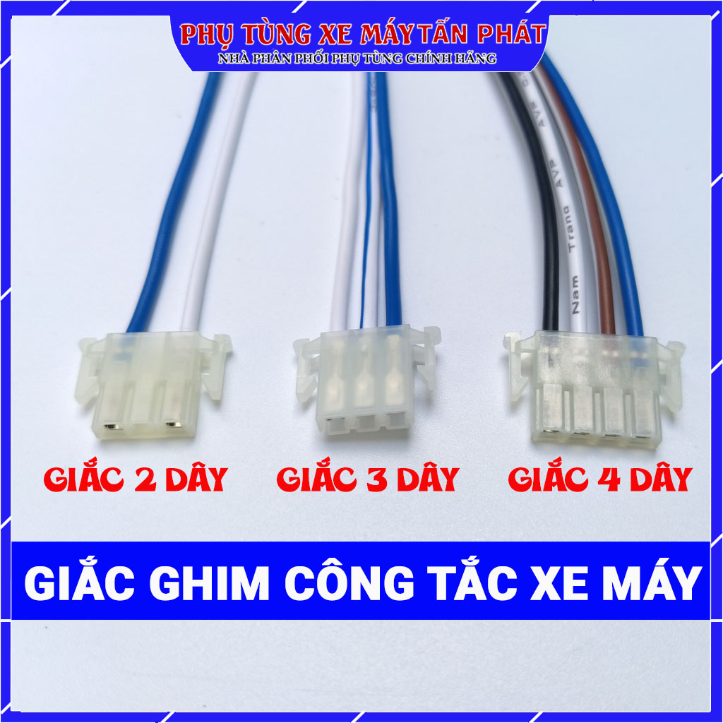 (Chính Hãng) Giắc cắm nút công tắc xe máy Giá 1 dây ( giắc 2 , 3 , 4 dây cho công tắc khởi động, nguồn, pha cos, passing )