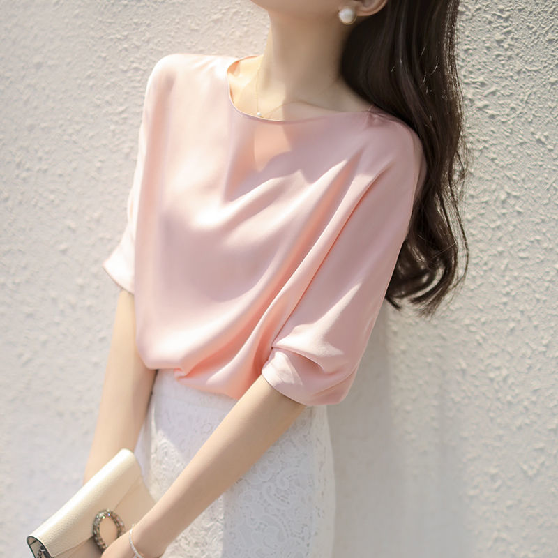 WOU&EY Women Korean Style Satin Blouse Women Long Sleeve Loose Silk Office  Shirt Blouse Top