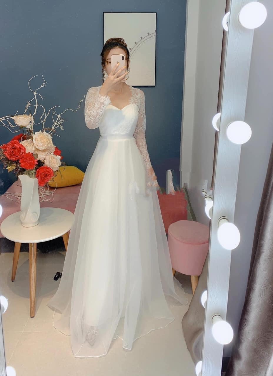 Váy cưới 🌷Hình thật 100%🌷Đầm trắng cho cô dâu chụp ảnh | Shopee Việt Nam