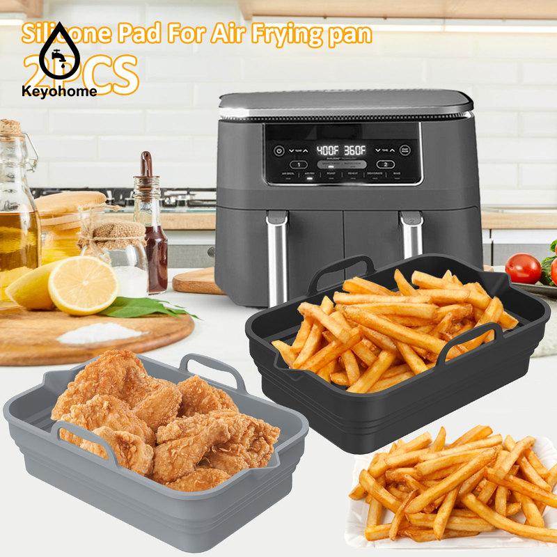 2pcs Foldable Silicone Air Fryer Liner Round Air Fryer Pots Basket Cooking  Accessory for Healthy Meals 