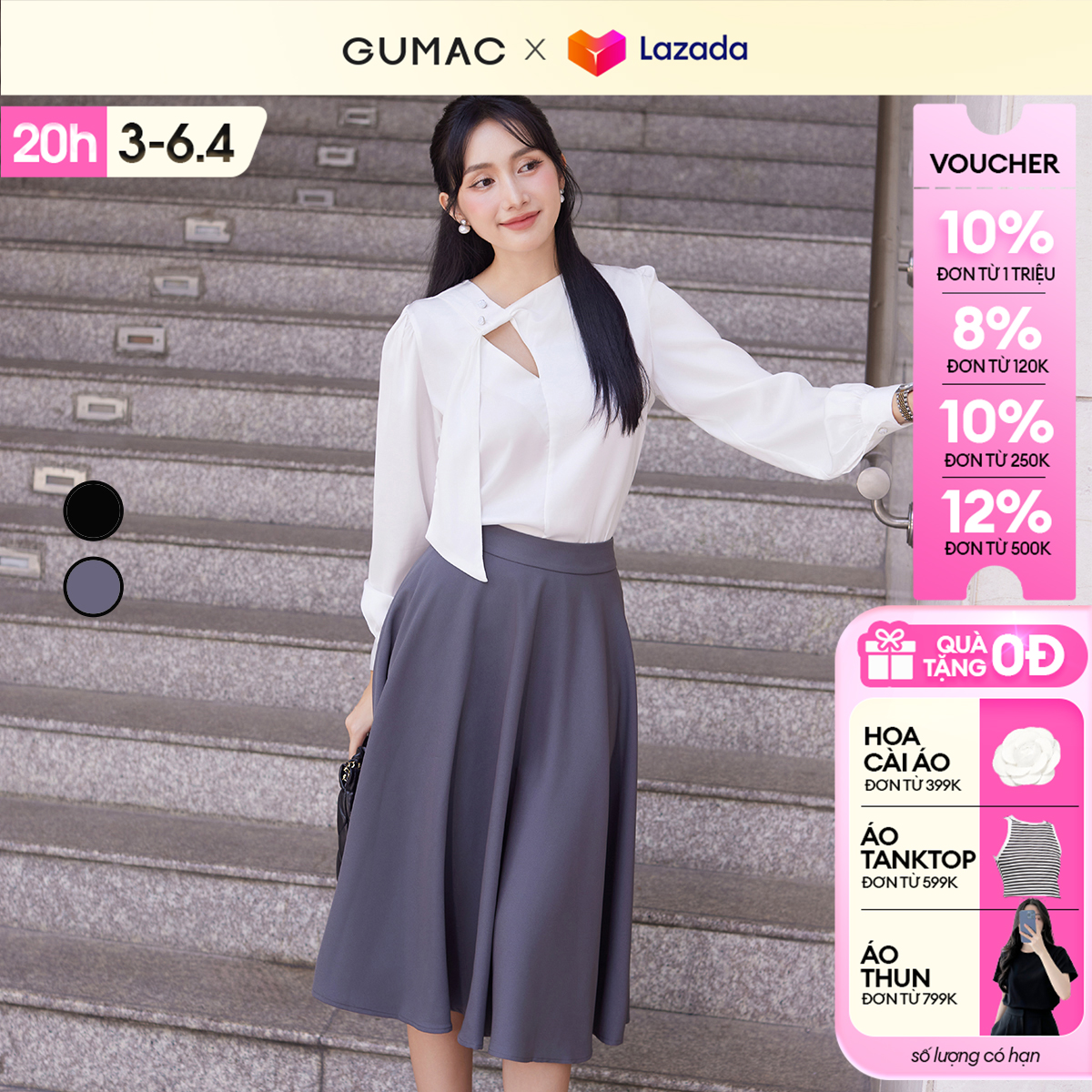 Chân váy xòe B4 thời trang GUMAC BVE00014