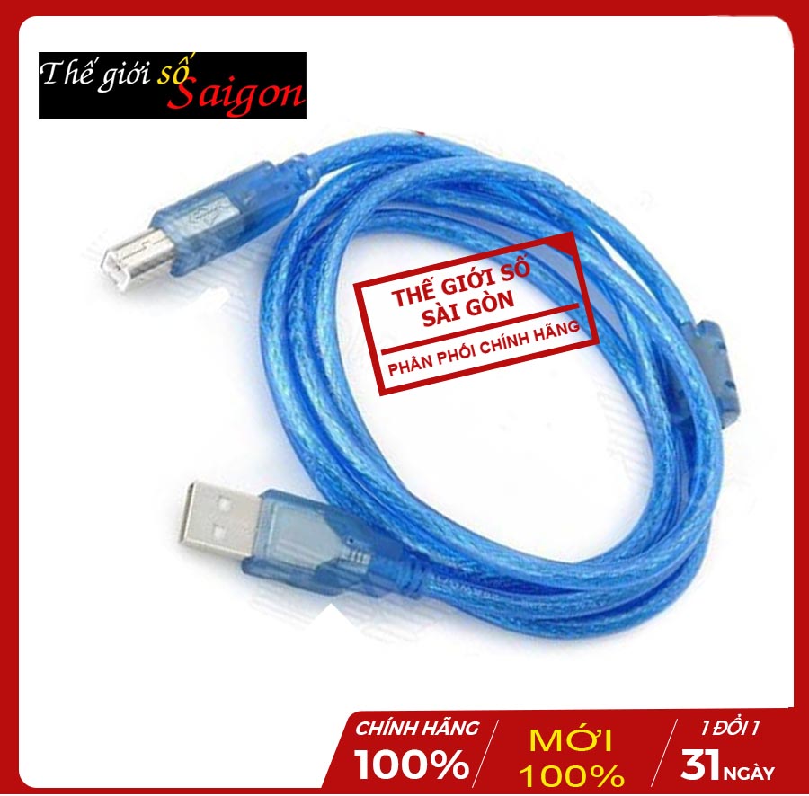 Dây usb máy in 10m chống nhiễu màu xanh