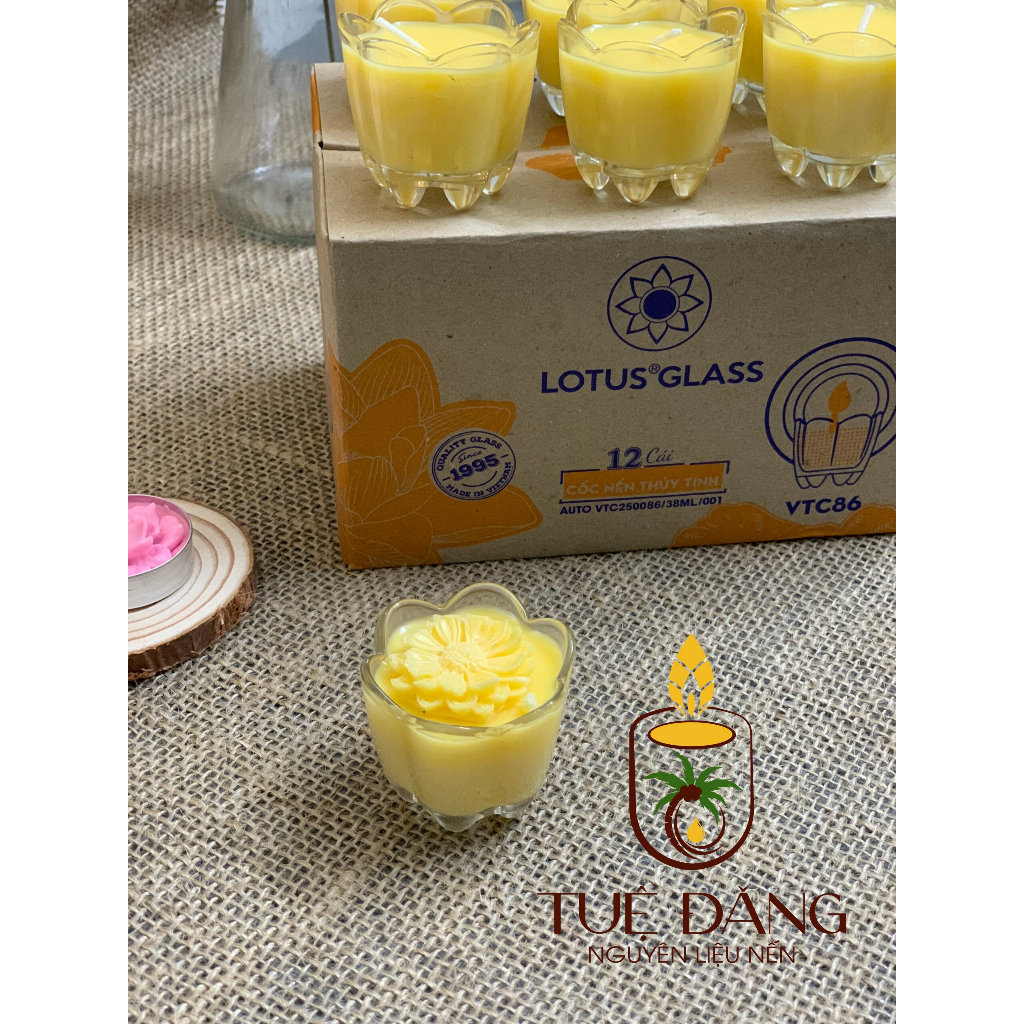 Hộp 12 ly nến bơ  hoa mai (Hỏa Tốc)