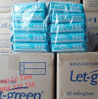 Thùng 36 Gói Khăn Ướt Cồn Let-green ( Loại 50 miếng/Gói)