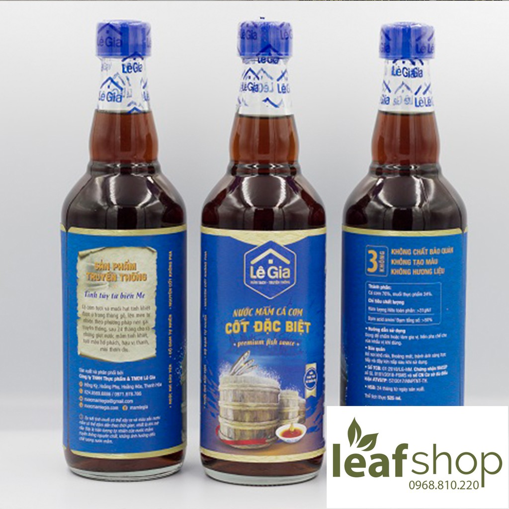 Nước mắm, nước chấm cốt đặc biệt Lê Gia 525ml -Leaf organic