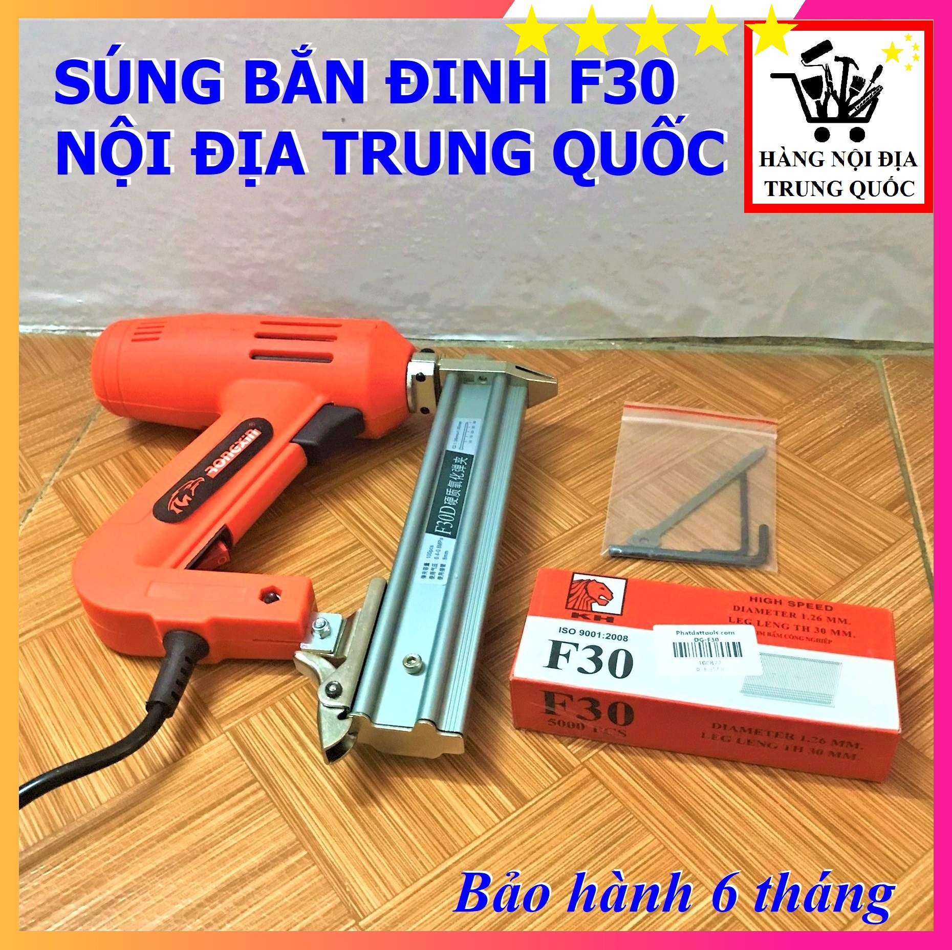 Máy Bắn Đinh Gỗ F30 Chạy Điện  - Công Suất  Lớn 1900W -  Bắn Khỏe, Gọn Nhẹ, Tiện Dụng - Tặng Hộp 5000 Đinh Gỗ F30