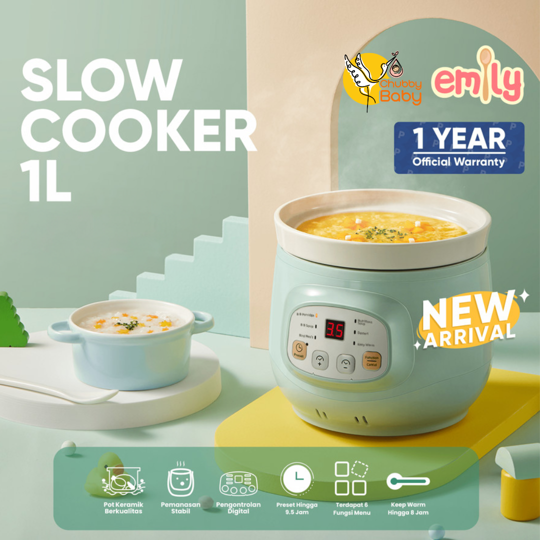 EMILY Slow Cooker 1L Ceramic Panci Keramik Baby & Food Maker