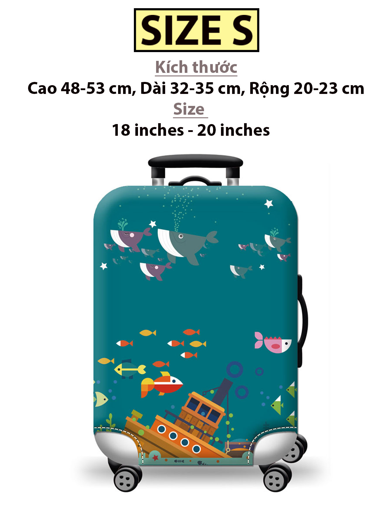 Túi bọc bảo vệ vali -Áo vỏ bọc vali - Đại dương H110 Size S M L XL HPValiOEM