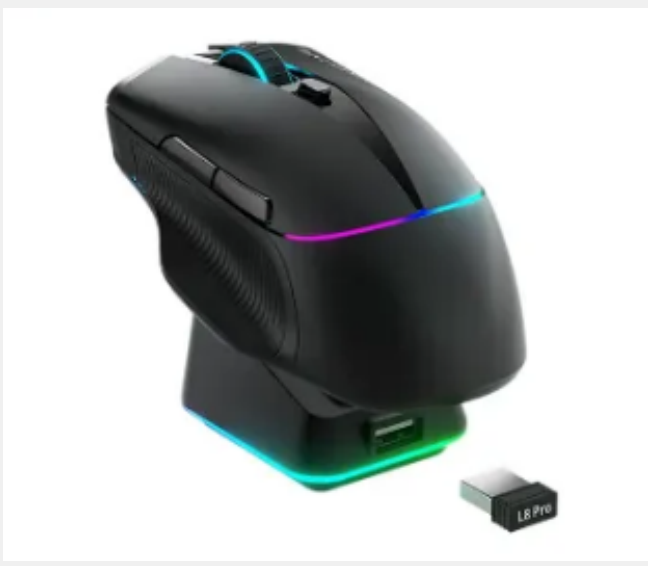 Machenike L8 Pro wireless game mouse 8K Tri-Mode Mouse With Charging Dock, PAW3395 26000DPI Gaming Mouse, Bluetooth Wireless Mouse, Lightweight