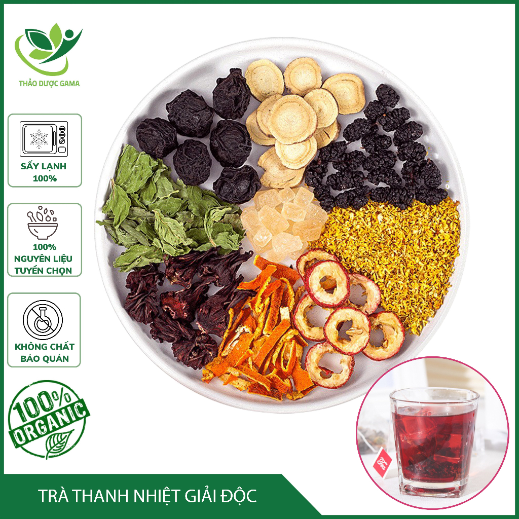 Trà thanh nhiệt giải độc mát gan thanh can an mộc trà giải nhiệt mua hè thảo mộc gama