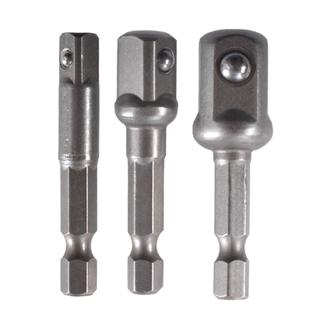 3 Pcs 1/4 3/8 1/2 Bit Drive Socket Adapter 360° Rotatable for Cordless Drill Ratchet Extension Socket Wrench Adapter Set