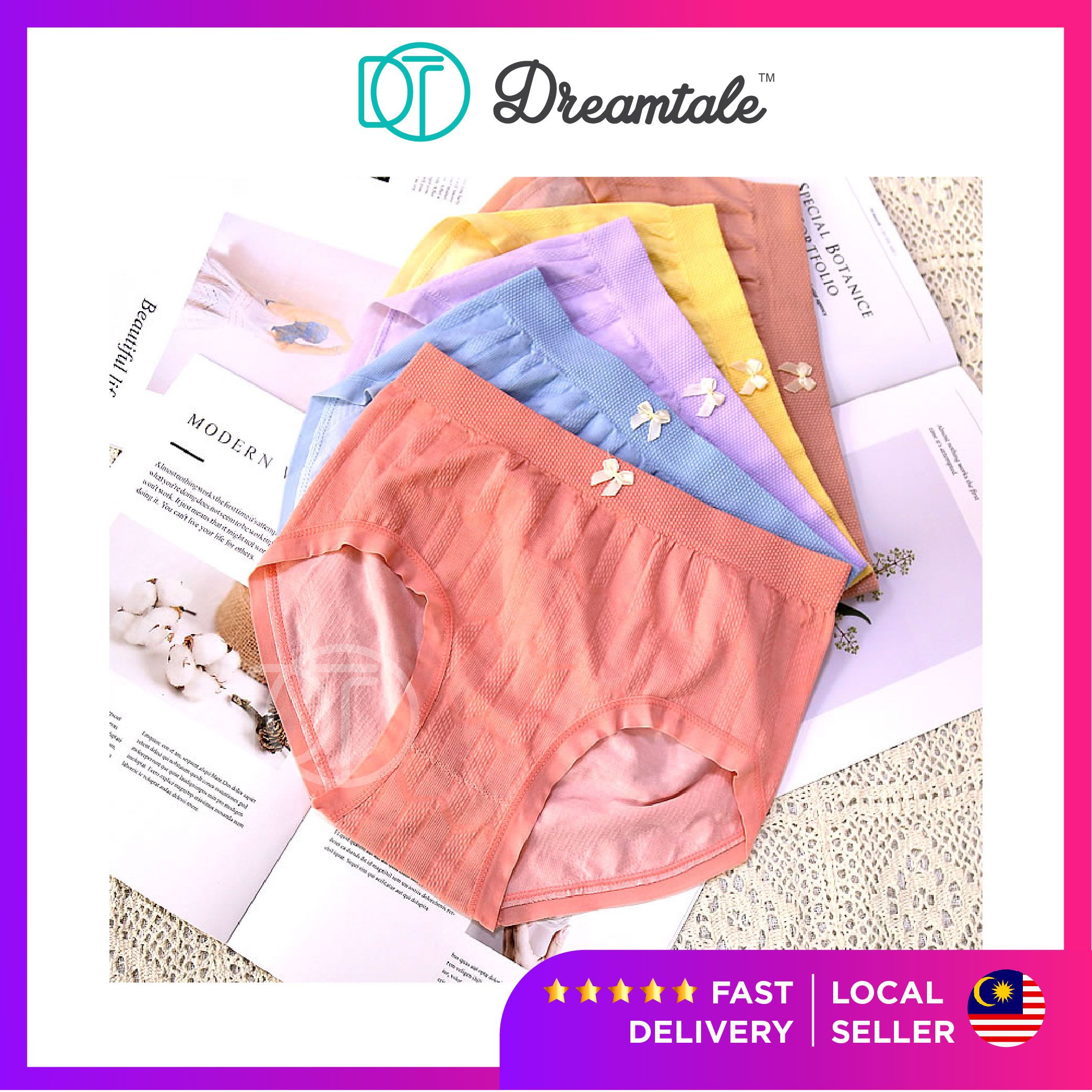 Dreamtale Women Panties Underwear Polka Dot Box 5pcs Panties Set