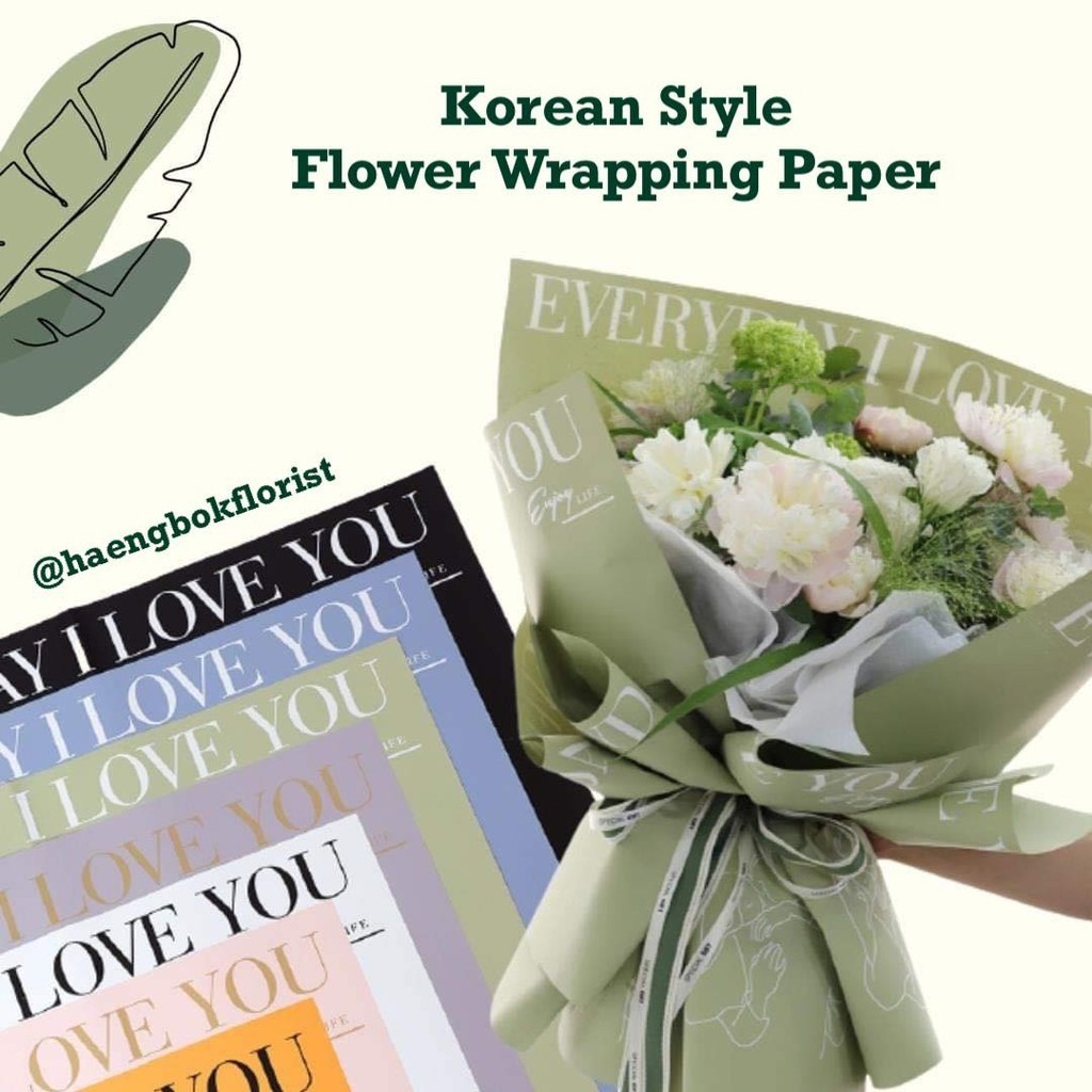 🔥HAENGBOK FLORIST🔥3PCS&1 PACK🔥Korean Style Flower Wrapping  Paper花艺纸张包装简爱英文字母防水鲜花包装纸