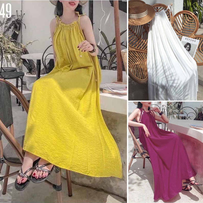 Đầm maxi dự tiệc hoặc đi biển cao cấp THẮT NƠ Màu Sắc Nhã Nhặn Thật Sự Phù Hợp Để Đi Biển , Đi Chơi,Free Size Dưới 56kg,Phù Hợp Mọi Với Mọi Phong Cách [ MAXI ĐŨI NƠ ]