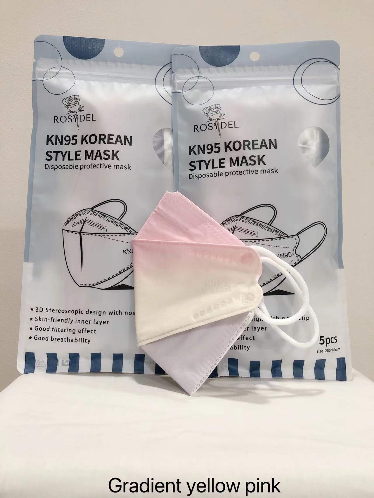 Korean version Style kn95 Mask, UV Sterilised,3D structure, Disposable, Individual packing, KF94