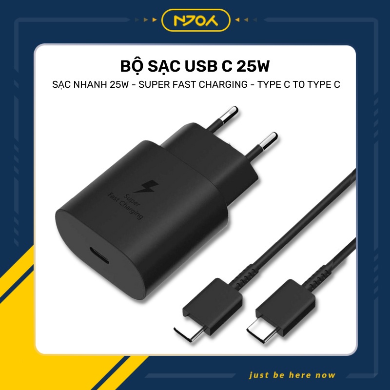 Bộ sạc nhanh 25w chân cắm type c cho note 10 note 20 a71, a70, a80, a90, s20, s20+, s20 ultra njoyshop