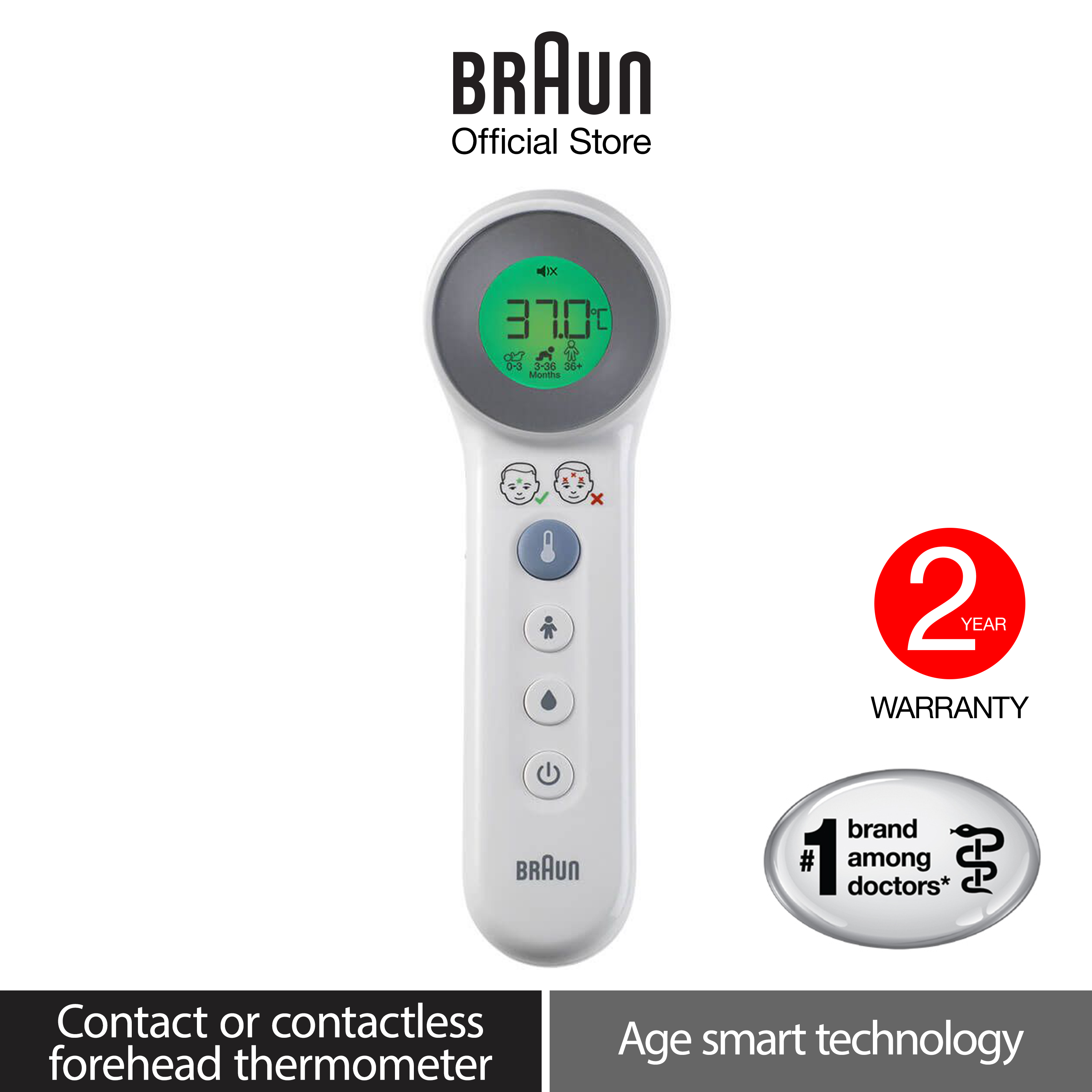 Braun Thermomètre médical No touch BNT400WE