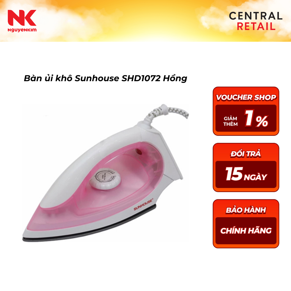 Bàn ủi khô Sunhouse SHD1072 hồng