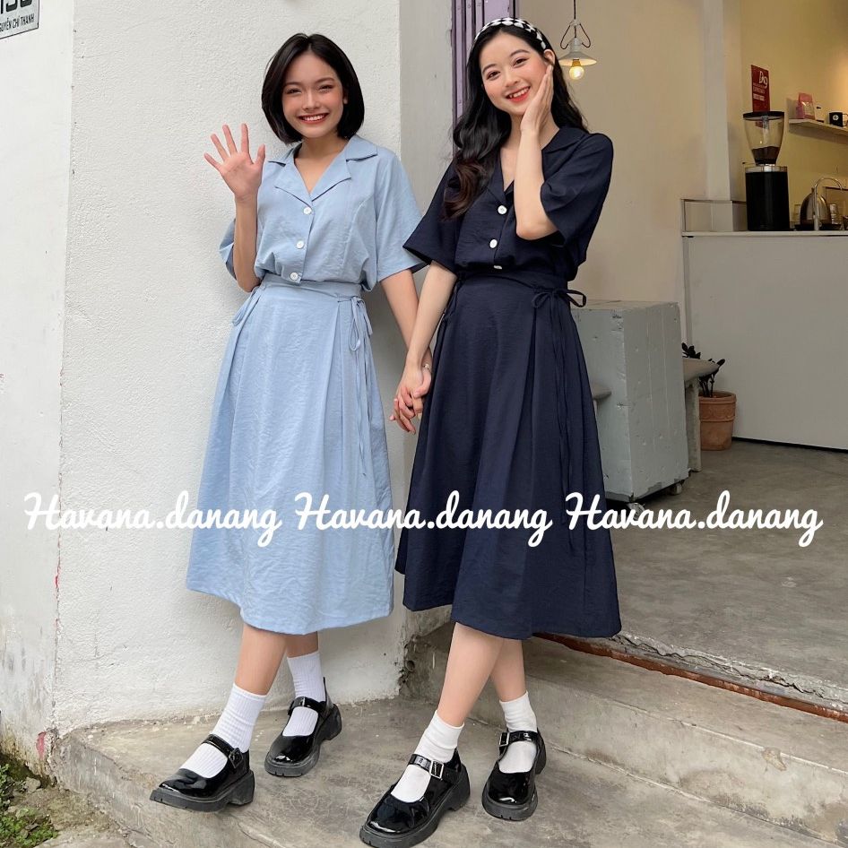Set sơ mi chân váy đũi 🎉 [ ẢNH THẬT / FREESHIP ] 🎉 chân váy có chun