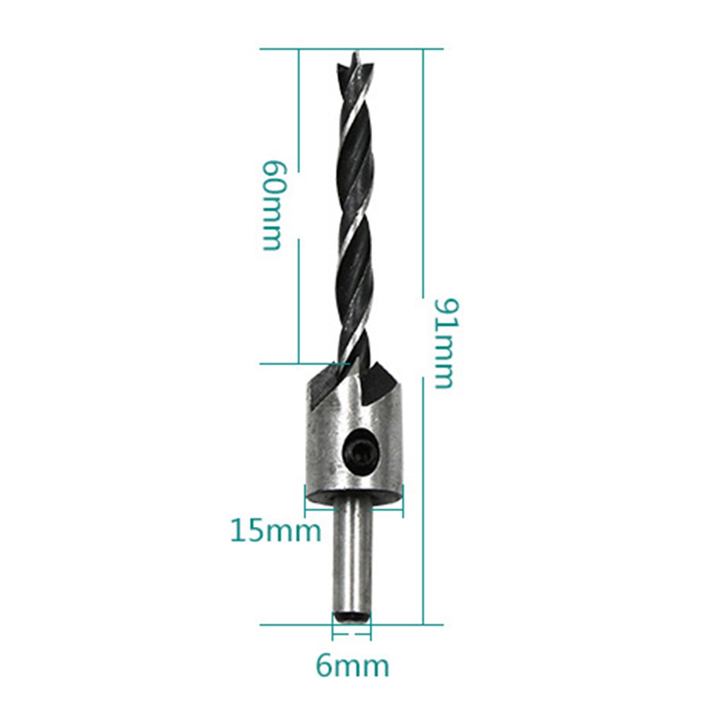 Hometool Countersink Drill Bit Set Hole Drill Woodworking Chamfer Bit Set Reaming Drilling 3MM/4mm/5MM/6MM