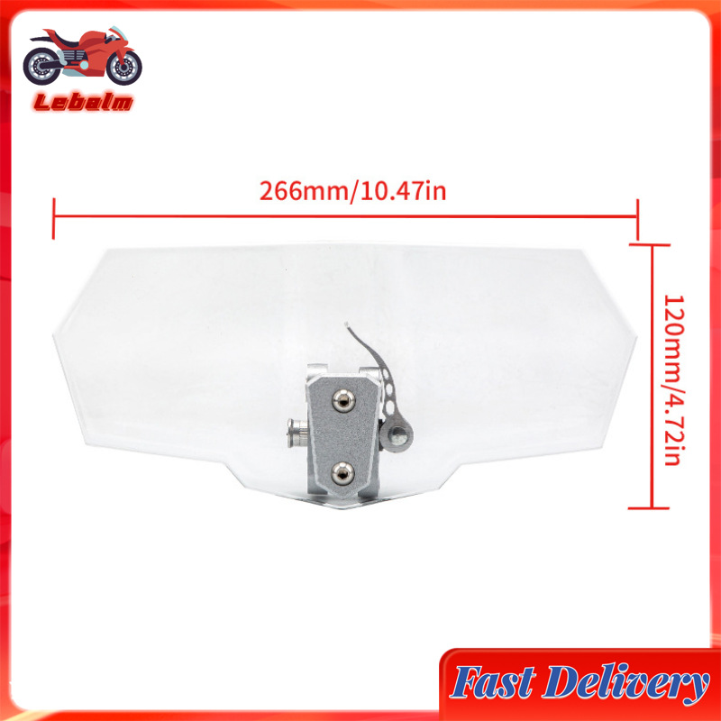 Lebalm【ready stock】Universal Motorcycle Windshield Extension Heightened Airflow Adjustable Windscreen Wind Deflector With Bracket