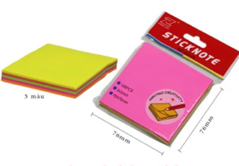Giấy ghi chú, note 5 màu Sticky note GS-04 (3X3 inch), Xấp 100 tờ