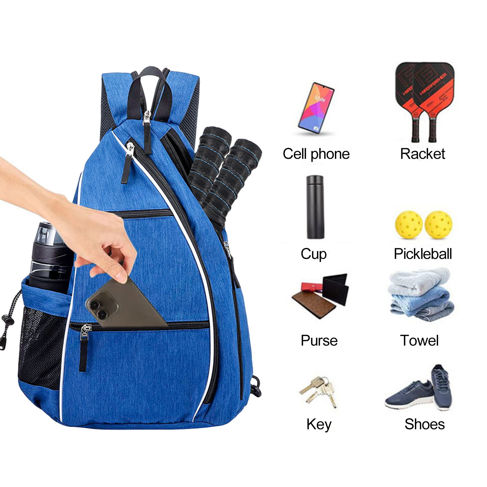 SClementt® Pickleball Racket Backpack Breathable Pickleball Racket Bag Premium Pickleball Paddle Backpack with Mesh Pocket Waterproof Badminton Table Tennis Racket Storage Bag for Outdoor Sports Adjustable
