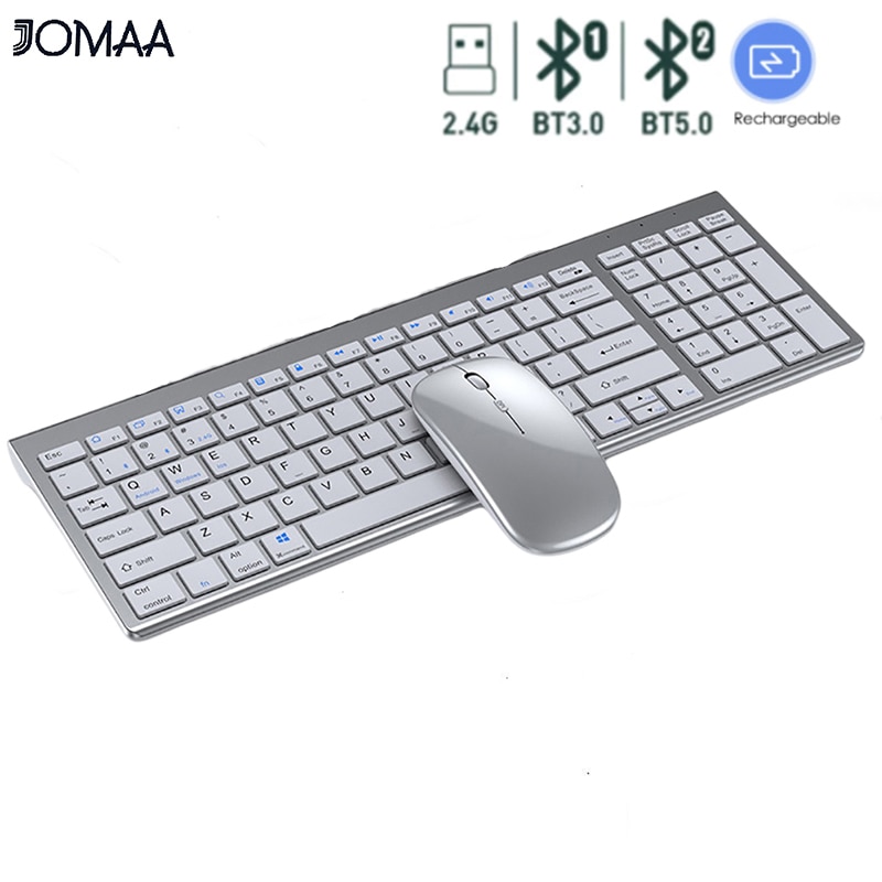 Bluetooth Wireless Keyboard And Mouse Three-Mode Full-Size Bluetooth Keyboard Mouse Set Multi-Device Rechargeable Keyboard Set