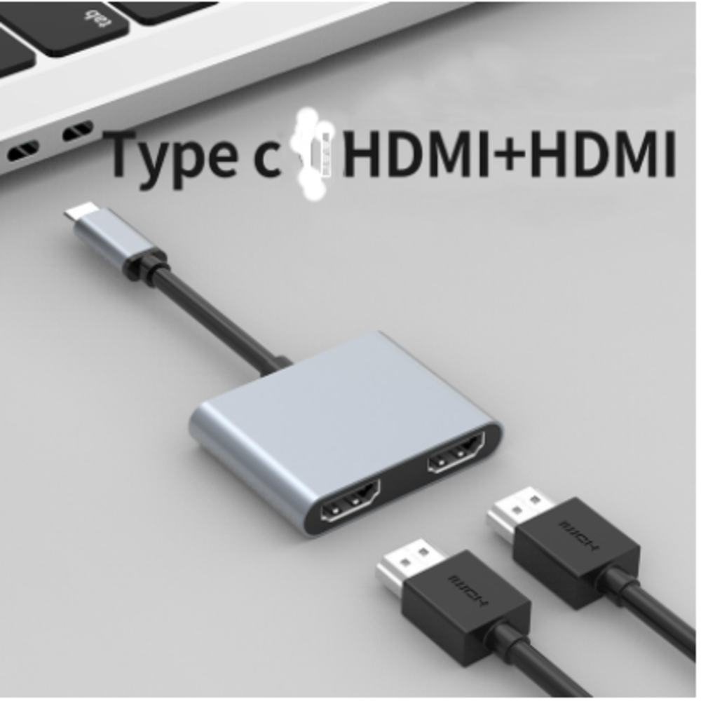 Cáp chuyển hub type c  4 in 1 USB Type-c ra 2 cổng HDMI/HDMI