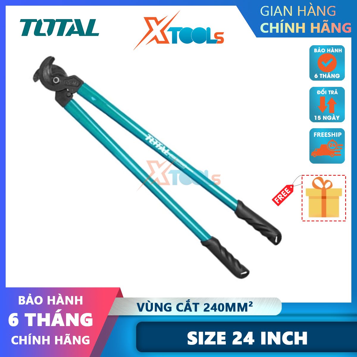 Total 24inch - 36inch electric cable cutters heat-resistant cr-mo steel alkaline head cutting edge saw Aluminum copper cable cutter 240-500mm xtools